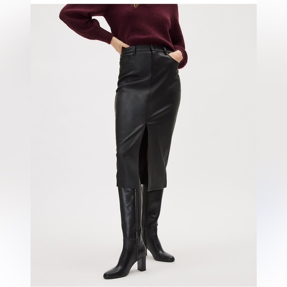 RW&CO. Dresses & Skirts - NWT RW&CO. Faux Leather Black Midi Skirt